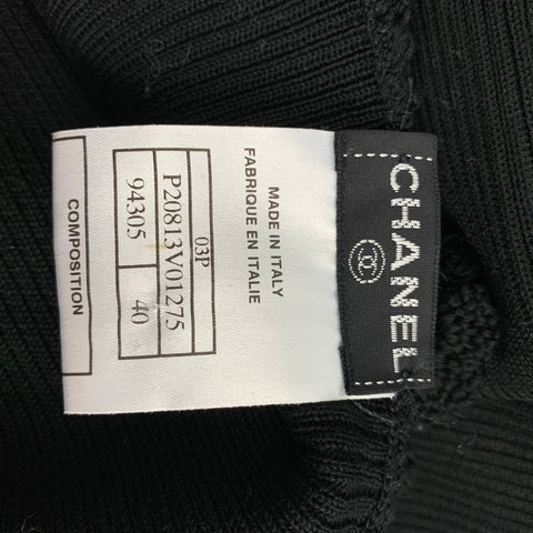 CHANEL Size 8 Black Crochet Cotton Sleeveless Blouse