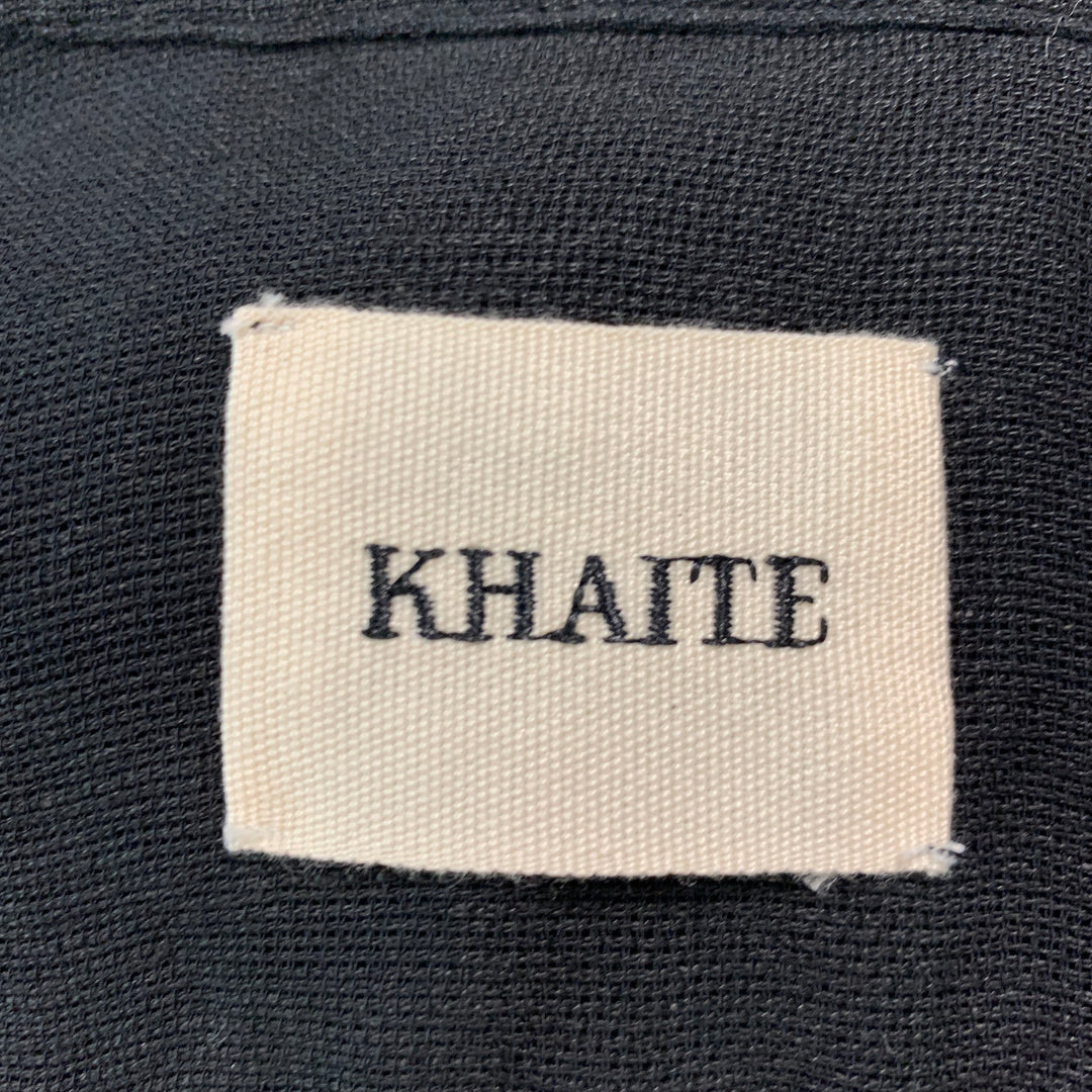 KHAITE Taille XS Noir Lin Viscose Col Pointu Haut Décontracté