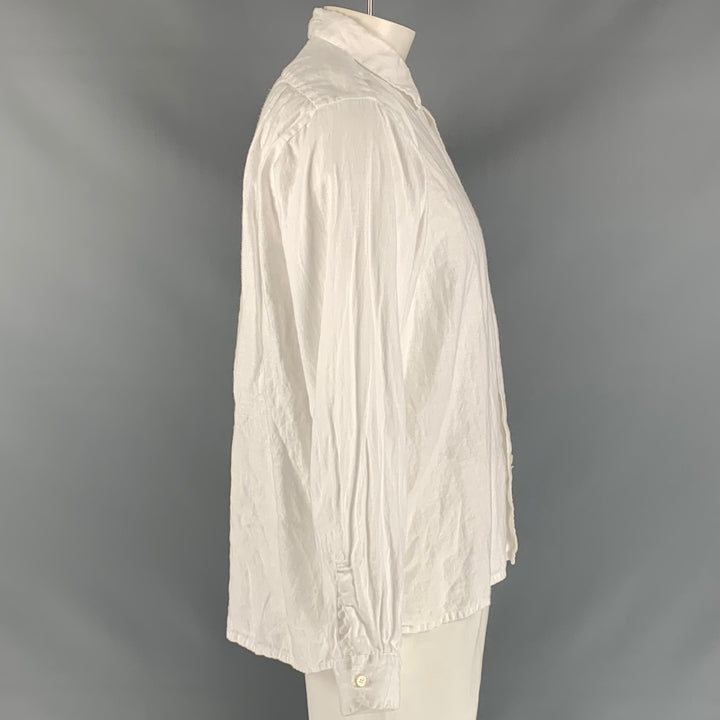 45rpm Size L White Solid Linen Button Up Long Sleeve Shirt