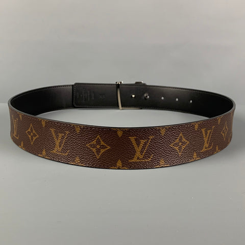 LOUIS VUITTON Taille 35 Ceinture en cuir monogramme beige marron