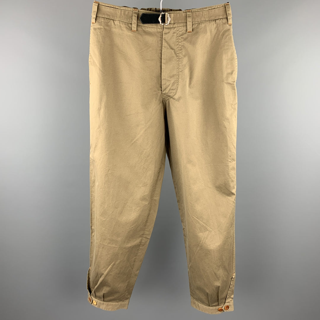 PAUL SMITH Size 32 Olive Cotton Zip Fly Belted Casual Pants