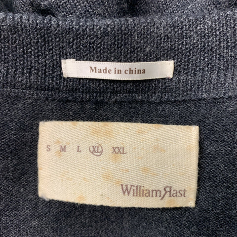 WILLIAM RAST Size XL Charcoal Solid Wool V-Neck Sweater Vest