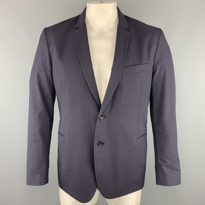 PS by PAUL SMITH Chest Size 44 Solid Navy Cotton / Elastane Sport Coat
