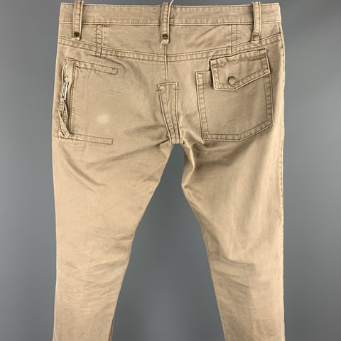 DSQUARED2 Size 32 Khaki Cotton Low Rise Zip Fly Pants