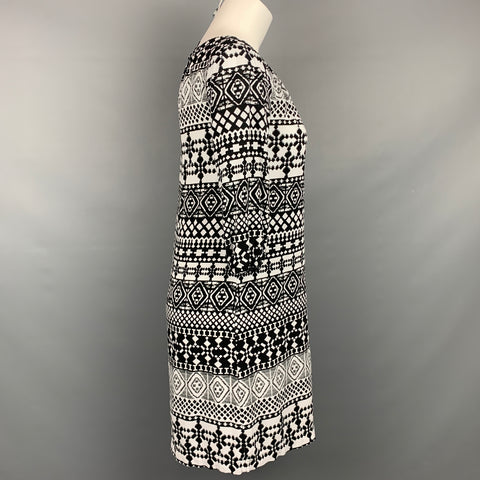 MOSSIMO Taille XS Robe trapèze en rayonne imprimée noire et blanche