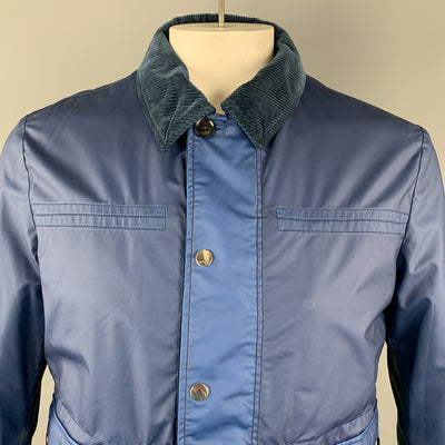 ERMENEGILDO ZEGNA Size 50 Blue Coated Wool Detachable Liner Jacket