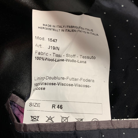 PAUL SMITH Size 46 Navy & Black Wool Peak Lapel Sport Coat