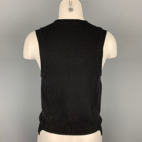 INHABIT Size M Black Knitted Cashmere Buttoned Vest
