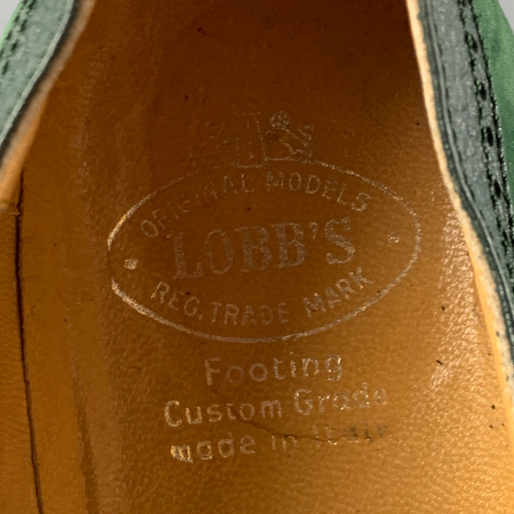 LOBB'S Zapatos con cordones y punta de ala de gamuza perforada verde talla 8