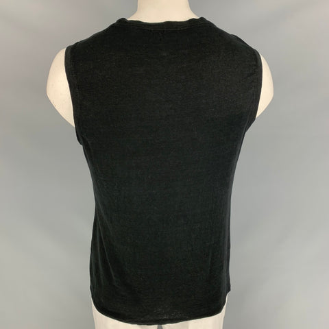 ISABEL MARANT Size L Black Linen Sleeveless T-shirt