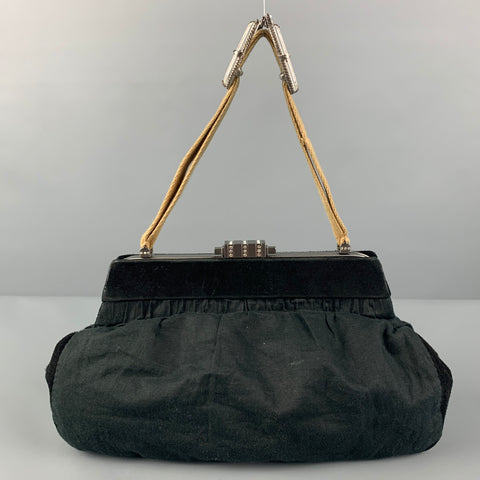 MARNI Black Mixed Fabrics Suede Fabric Evening Handbag