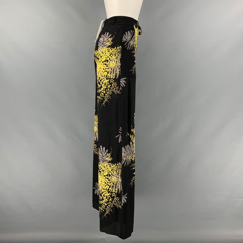 VALENTINO Taille 00 Pantalon décontracté à jambe large en soie jaune noir
