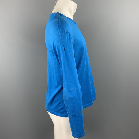 RAF SIMONS AUTUMN / WINTER 2009-2010 Size S Aqua Cotton Scoop Neck Long Sleeve T-shirt