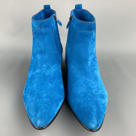 CoSTUME NATIONAL Size 10 Royal Blue Studded Side Zipper Boots
