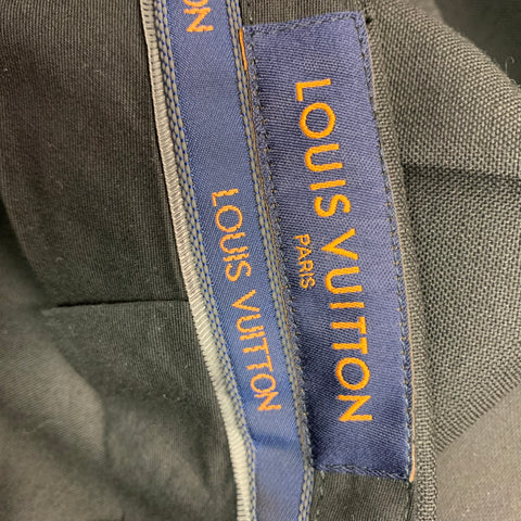 LOUIS VUITTON Size 36 Black Solid Wool Blend Zip Fly Dress Pants
