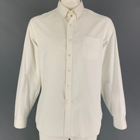 TODD SNYDER Size XL White Cotton Button Down Long Sleeve Shirt