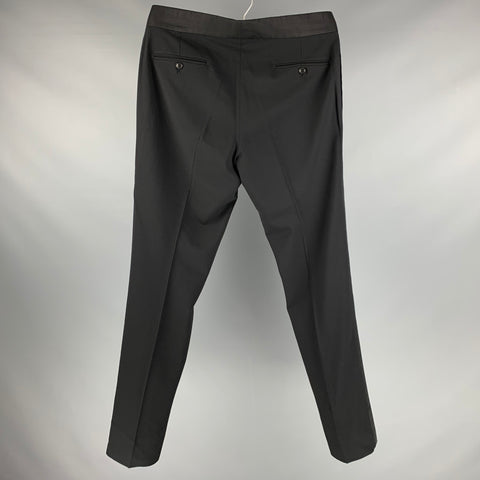 GIORGIO ARMANI Taille 34 Pantalon de smoking en laine unie noire