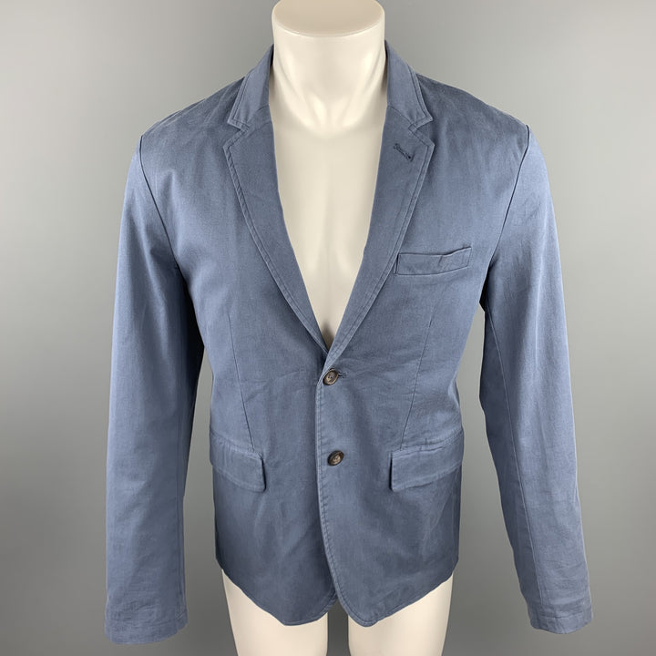 FRANK & OAK Size 40 Blue Cotton Notch Lapel Sport Coat