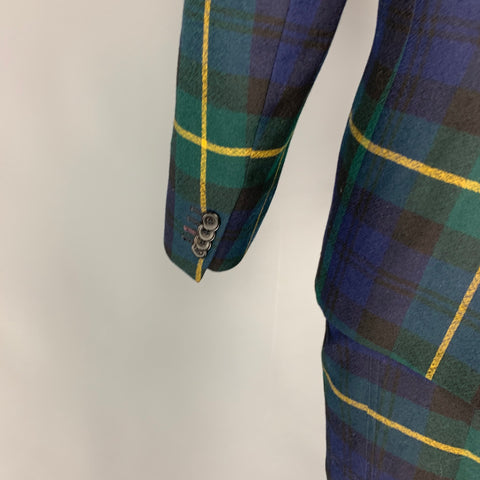 PAUL SMITH Size 38 Green Black Navy Plaid Wool Notch Lapel Suit