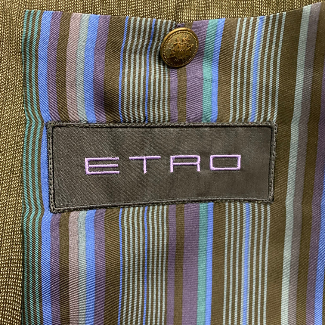 ETRO Taille 42 Costume à revers cranté en laine à rayures grises et anthracite