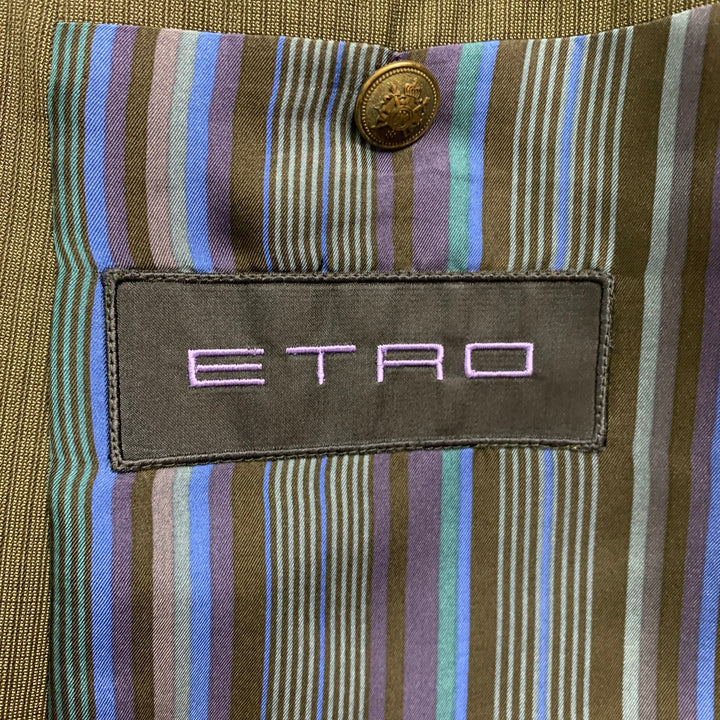 ETRO Talla 42 Traje regular con solapa de muesca de lana a rayas gris y carbón