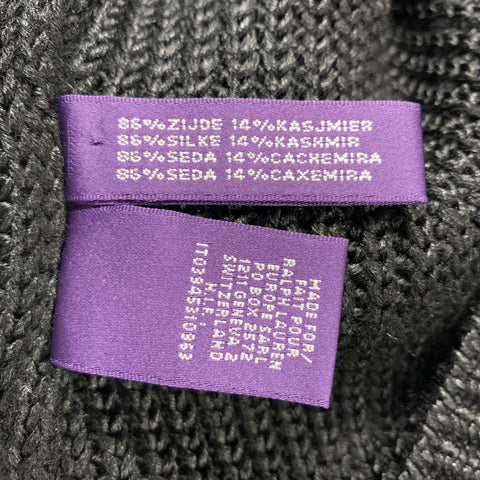 RALPH LAUREN Talla M Suéter de cuello alto texturizado de seda y cachemira negro