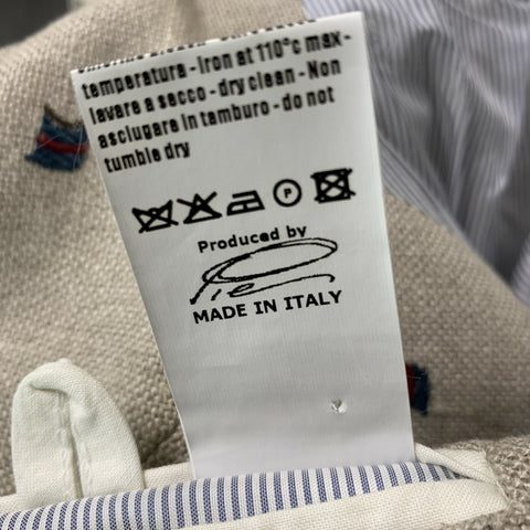 BAND OF OUTSIDERS Oatmeal &  Navy Size 40 Woven Linen Notch Lapel Sport Coat
