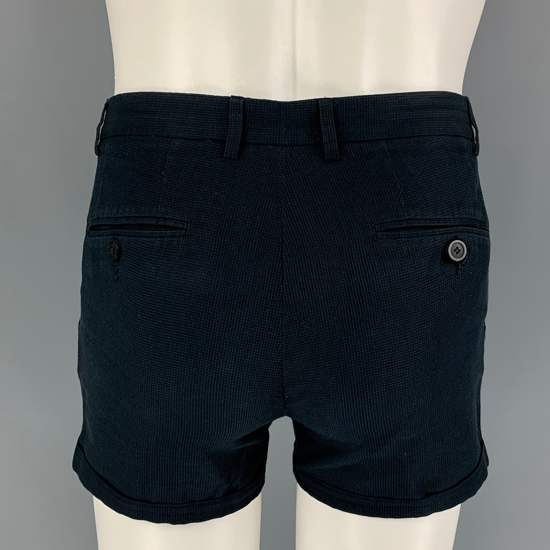EMPORIO ARMANI Size 30 Navy Textured Mini Shorts