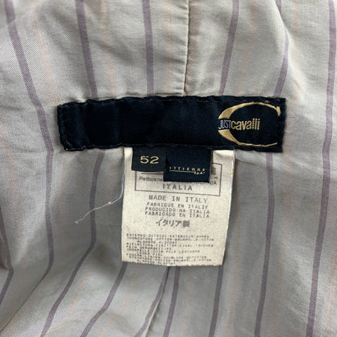 JUST CAVALLI Size L Khaki & Brown Mixed Fabrics Cotton Jacket