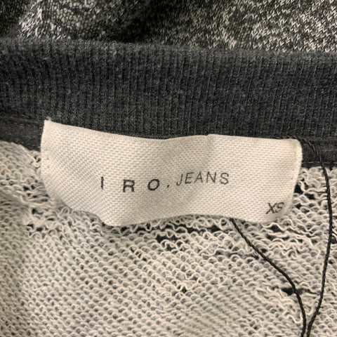 IRO Size XS Dark Gray Distressed Cotton Blend Crew-Neck T-shirt