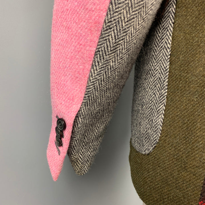 WOOSTER + LARDINI Talla 40 Abrigo deportivo de lana patchwork multicolor
