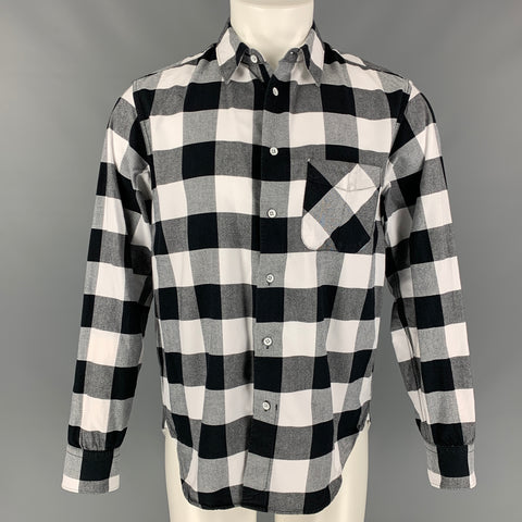 RAG &amp; BONE Taille M Chemise à manches longues boutonnée en coton à carreaux noir et blanc