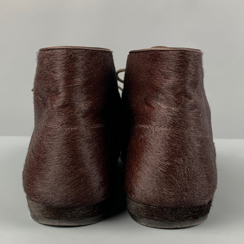 CHRISTIAN LOUBOUTIN Size 9 Brown Pony Hair Leather Lace Up Boots