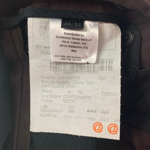 CALVIN KLEIN COLLECTION Size 32 Brown Wool Cuffed Dress Pants