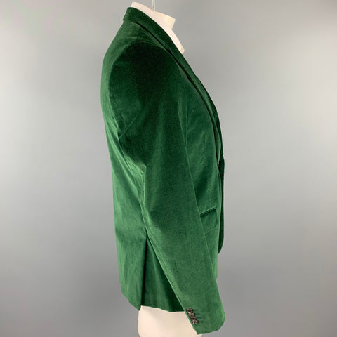 PAUL SMITH Size 42 Regular Green Velvet Notch Lapel Sport Coat