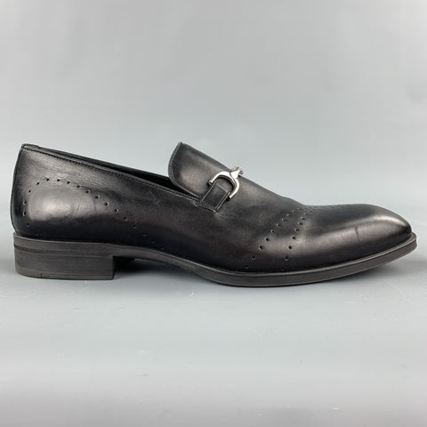DONALD J PLINER Size 10.5 Black Leather Slip On Loafers