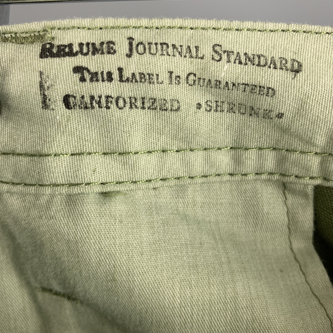 JOURNAL STANDARD Talla L Pantalones casuales de algodón liso con cremallera y color verde oliva