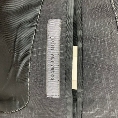JOHN VARVATOS Size 40 Black Plaid Wool Notch Lapel Sport Coat