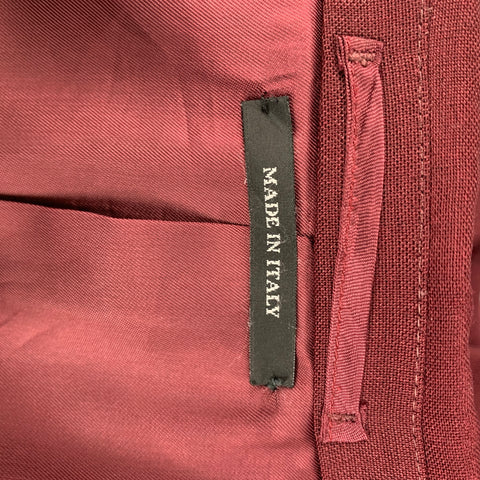 PRADA Size 42 Burgundy Mohair / Wool Peak Lapel Suit