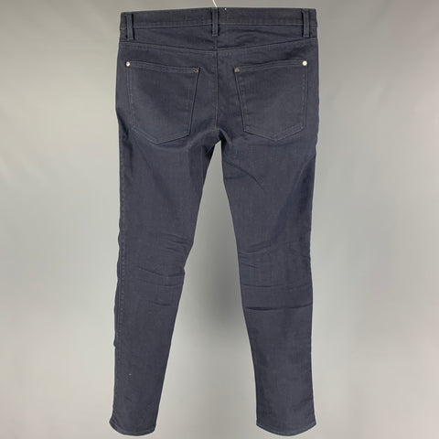 ACNE Taille 31 Jean slim en coton bleu foncé avec braguette zippée
