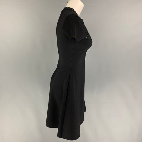 VALENTINO Size S Black Eyelet Viscose Polyester A-Line Dress