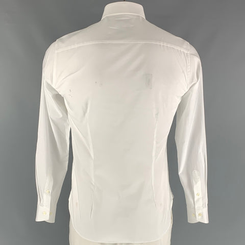 TED BAKER Size 42 White Solid Cotton &  Elastane Button Down Long Sleeve Shirt