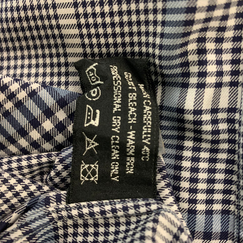 TOM FORD Size L Blue White  Plaid Cotton Button Up Long Sleeve Shirt