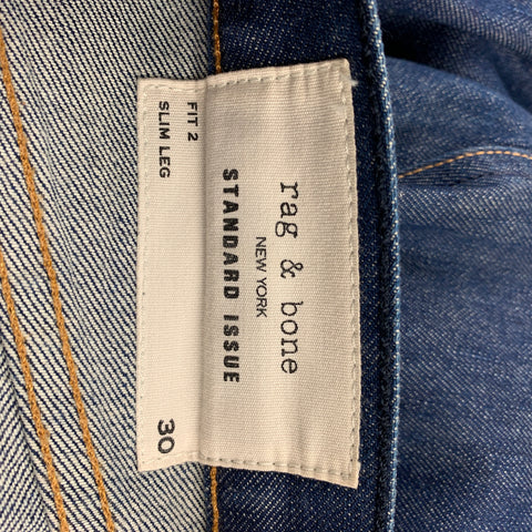 RAG & BONE Size 30 Indigo Contrast Stitch Selvedge Denim Button Fly Jeans