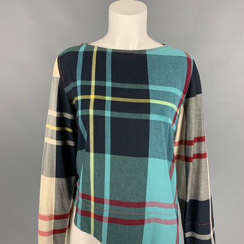 J.W.ANDERSON Size 12 Multi-Color Madras Viscose / Cotton Blouse