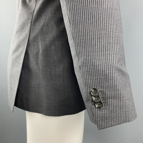 CLUB MONACO Size 38 Grey Stripe Regular Cotton Notch Lapel Sport Coat