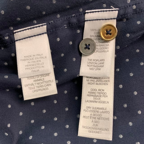 PAUL SMITH Size M Navy White Polka Dot Cotton Long Sleeve Shirt