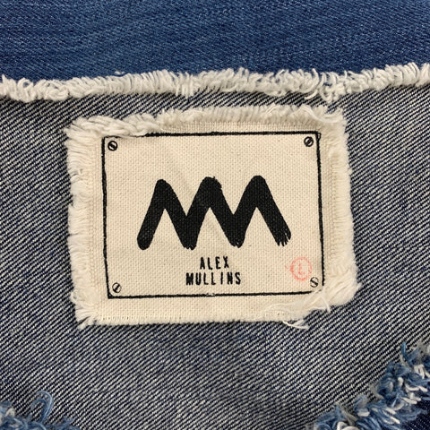ALEX MULLINS Taille L Pull en denim de coton marbré bleu