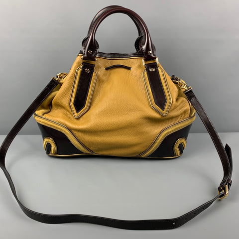 BURBERRY PRORSUM Bolso satchel Earlsburn de cuero en marrón oscuro ámbar