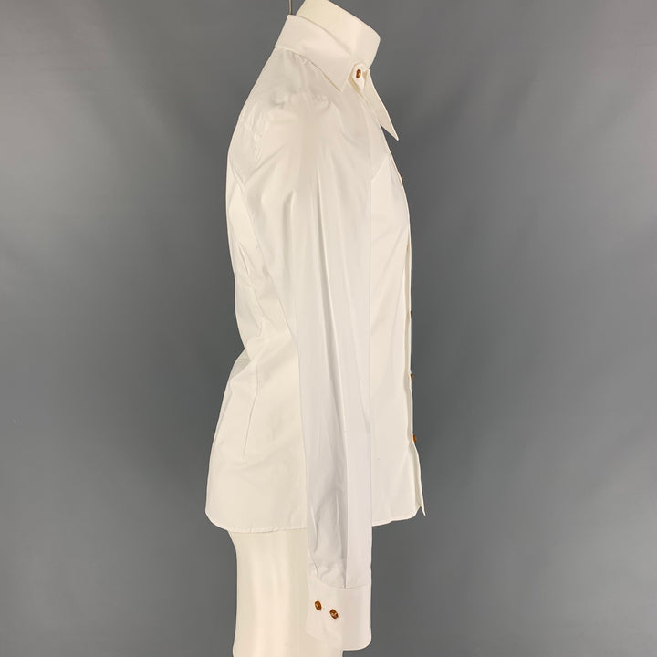 VIVIENNE WESTWOOD MAN Size S White Cotton Asymmetrical Collar Long Sleeve Shirt